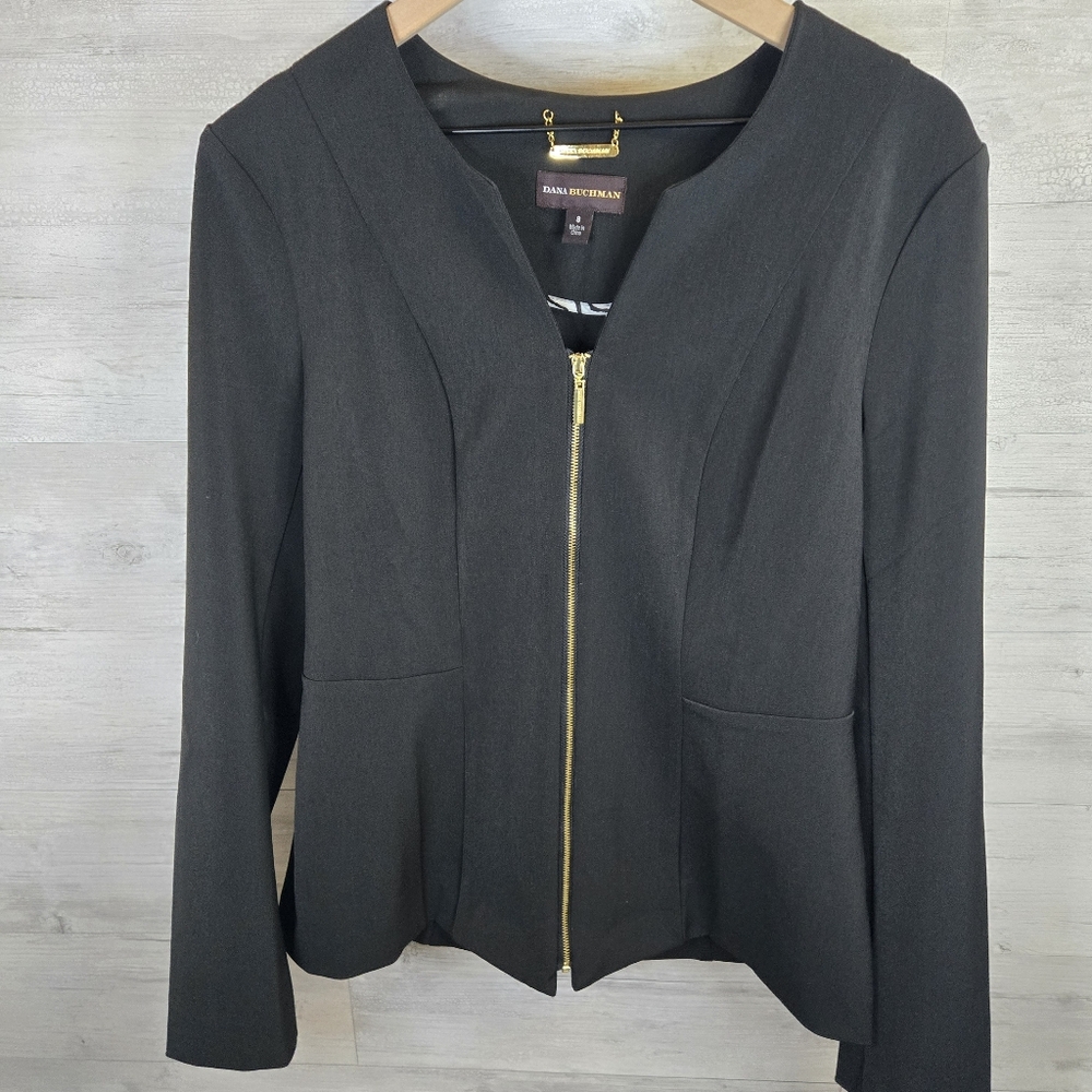 Dana Buchman Full Zip Black Blazer
